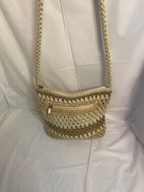 LINA Crochet shoulder/crossbody bag W/Braided Strap in Multi colors